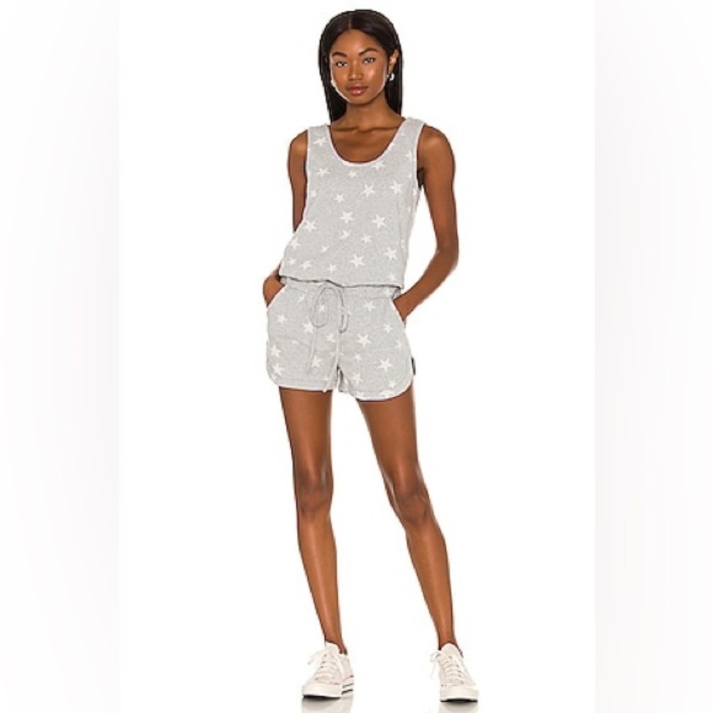 BOBI All Star Terry Romper in Grey & White Medium